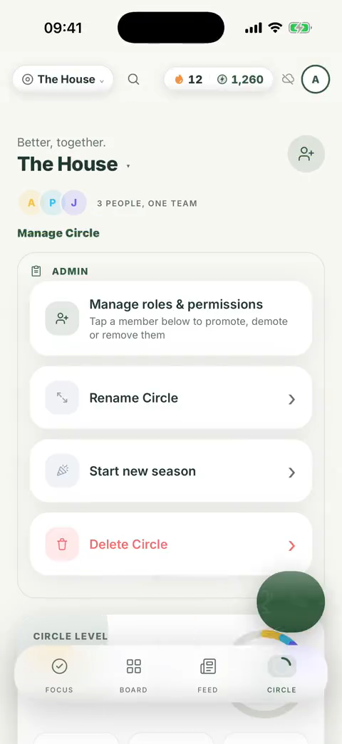 The Circle's Admin section - roles and permissions